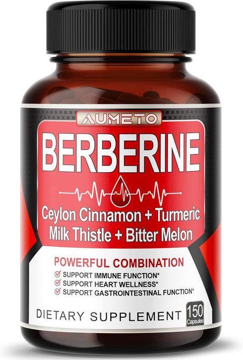 Berberine Supplement - Enhanced with Ceylon Cinnamon, Turmeric, Milk Thistle, Bitter Melon for Digestion, Immunity & Weight Managament (150 count ...