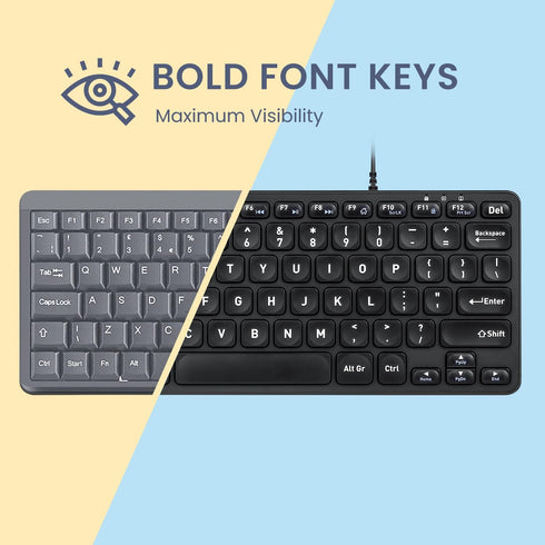 Perixx PERIBOARD-432 Wired Mini USB Keyboard - X Type Scissor Keys - Big Print Keys - US English, Black...