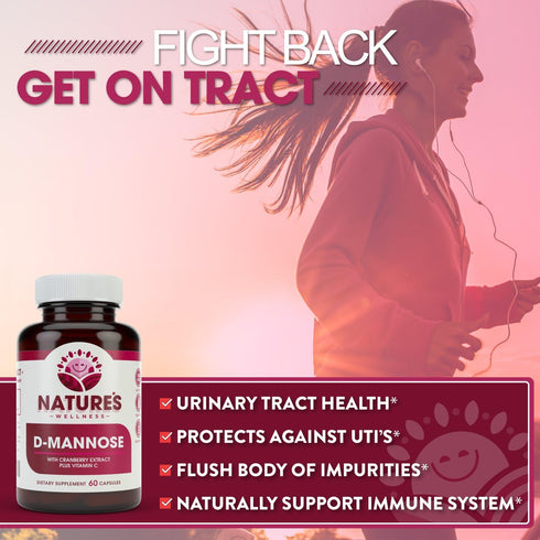 D MANNOSE with Cranberry Extract & Vitamin C - Urinary Tract UT Cleanse & Bladder Health - Protects Against Urinary Tract Infections UTI - Natural...