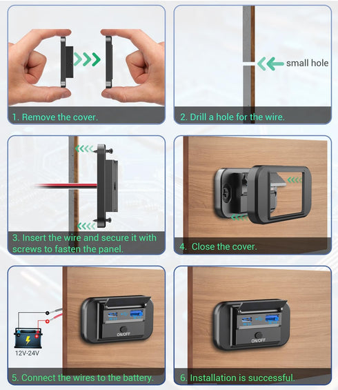 12V USB Outlet 2 PCS, Qidoe PD 20W Type-C and 18W QC3.0 USB Port Surface Mount Car Charger Socket 12V Power Outlet with Button Switch Waterproof 1...