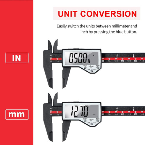 Digital Caliper, 0-6" Electronic Caliper Auto - Off Feature with Large LCD Screen Vernier Caliper Conversion Measuring Tool for Length Depth Inner...