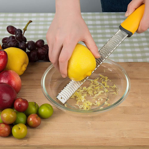 Lemon Zester, Hand Cheese Grater, Zester Grater with Handle, with Razor-Sharp Stainless Steel Blade, Protective Cover and Cleaning brush, Dishwash...