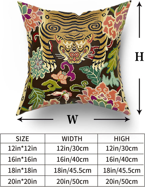 aportt Tiger Pillow Cover Set of 2 Chinoiserie Animal Print Tiger Stripe Cotton Decorative Throw Pillow Case Cushion Cover for Bedroom Sofa Living...