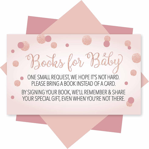 Hadley Designs 25 Book Request Baby Shower Guest Book Alternative-Gold Baby Shower Invitation Inserts, Books For Baby Shower, Bring A Book Instead...