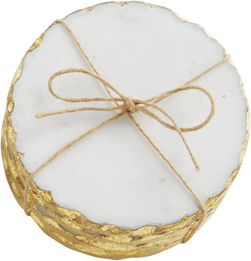 Mud Pie Foiled Coaster Set, White/Gold...