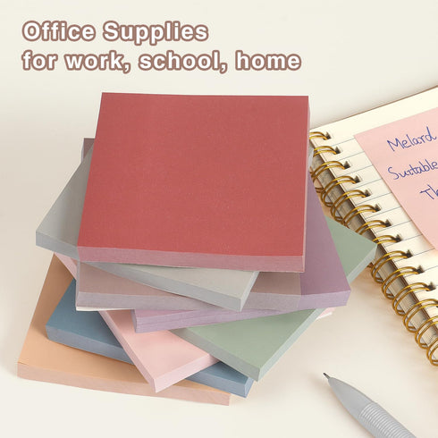 Sticky Notes 3x3 Self-Stick Notes Pads with 8 Morandi Colors, Easy to Post for Office, School, Home, 8 Pads/Pack, 70 Sheets/Pad...
