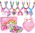 DIZRNOI Jewelry Making Kit for Girls Unicorn Mermaid Charm Necklace Making Supplies Beads Set Birthday Toy Gift DIY Arts and Crafts for Kids Age 3...