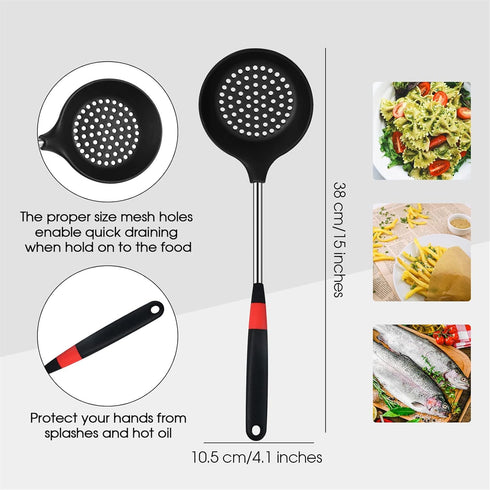 3 Pieces Silicone Stainless Steel Turner Spatula Set Includes Flexible Silicone Wok Spatula Slotted Spatula Skimmer Slotted Spoon for Nonstick Coo...
