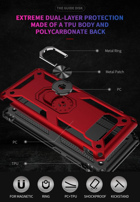 Military Grade Drop Impact Case for Samsung Galaxy Note 8, 360 Metal Rotating Ring Kickstand, Magnetic Car Mount, Armor Shockproof, Rose Gold...