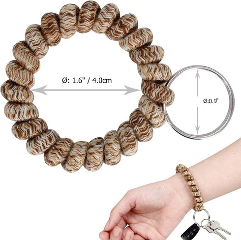 BIHRTC Pack of 6 Keychain Bracelet key Holder Wristlet Wrist Key Chain Spring Wristband Flexible Spiral Wrist Coil Spring Key Chain Stretchable Sp...