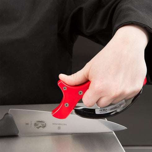 Chef Master 90015 Hand-Held Carbide Tipped Blade Sharpener, Kitchen Knife and Chef Knife Sharpener, Professional Chef Grade Sharpening Tool, Rever...