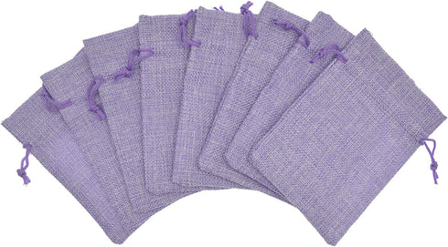 20pcs Burlap Bags with Drawstring 3.9 x 5.5 inch, Linen Gift Bags Jewelry Pouches Sachets for Christmas Wedding Party Favor (Light Purple)...