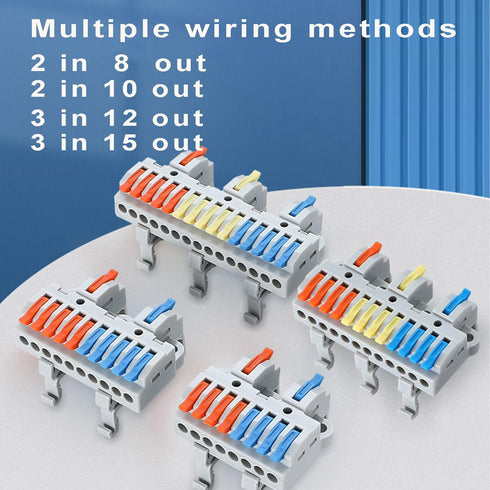 10 Pcs DIN Rail Terminal Blocks?28-12AWG Quick Wiring Cable Connector DIY Push-in Conductor Wire Connectors (2 in 8 Out)...
