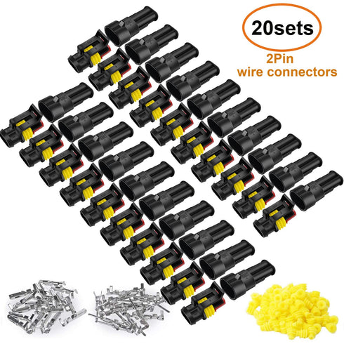 20 Kits 2 Pin Connector Automotive Electrical Connectors Quick Connect Waterproof Connector 2 Way Wire Connector...