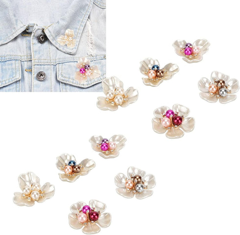 HEEPDD 20Pcs Flower Rhinestone Buttons, Flat Back Faux Pearl Flower Buttons Embellishments for Crafts Jewelry Making Wedding Clothes Bags Shoes De...