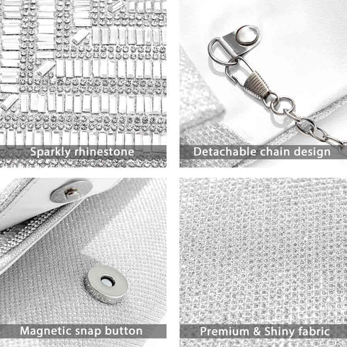 Yokawe Clutch Purses for Women Silver Rhinestone Purse Sparkling Crystal Evening Bag Party Prom Bridal Wedding Handbags...