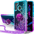 Silverback for Galaxy A21 Case, Moving Liquid Holographic Sparkle Glitter Case with Kickstand, Bling Diamond Rhinestone Ring Protective Girls Wome...