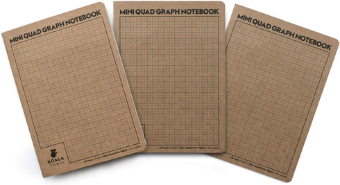 KOALA TOOLS | Mini Graph Paper Notebook (3 Pack) | 5" x 7", 60 pp. - Quad, Grid, Graphing Field Notebook Set - For Scientific and Math Use...