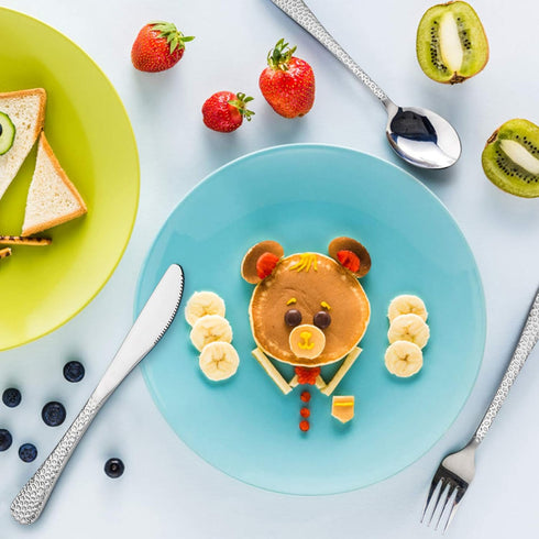 HaWare 9-Piece Toddler Kids Silverware Flatware Set, Stainless Steel Hammered(Adult Look) Preschooler Eating Utensils, Adult Diet Tableware, Inclu...