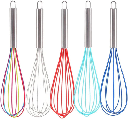 8/10/12 Inch Stainless Steel Egg Blender Balloon Whisk, Manual Whisk Blender, Kitchen Baking Utensils, Cream Butter Whisk (Color : Rainbow 10 Inch...