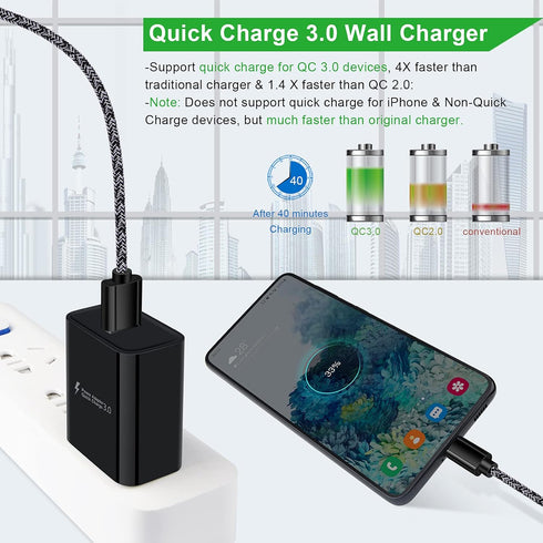 Type C Charger Fast Charger for Samsung Galaxy S24 S23 S22 S21 S20 A15 A54 A14 A53 A13,LG Stylo 6 5,Moto G Pure/G Power/G Stylus/G Play,Quick Char...