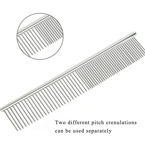Dog Combs, Stainless Steel Pet Grooming Comb with Rounded Ends, Metal Pet Comb for Removing Tangles and Knots of Dogs, Cats and other Pets....