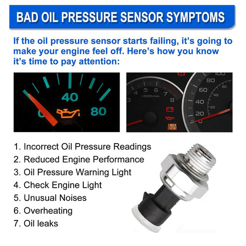 Engine Oil Pressure Sensor Switch Replaces D1846A Compatible with Chevy Silverado Suburban Tahoe GMC Yukon Impala Pontiac G8 12677836,12616646, 12...