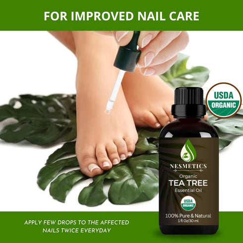 Organic Tea Tree Oil - 100% Pure Tea Tree Oil for Skin, Hair, Toenails, Scalp, Acne - Tea Tree Essential Oil for Aromatherapy - 1 oz/30ml...