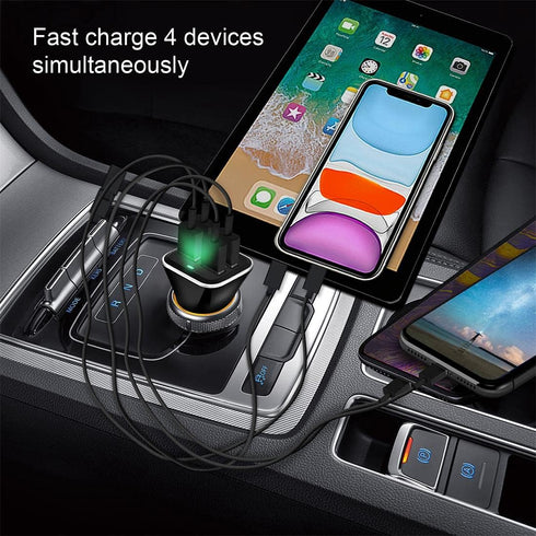 USB Car Charger Adapter, QC 3.0 Fast car Charger, 4-Port Multi 9.6 Amp 48W Rapid Car Charger Compatible with iPhone 13/12/11 Pro Max, Samsung Gala...