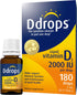 Ddrops Adults 2000IU 180 Drops - Liquid Vitamin D3 Supplement, Supporting Strong Bones & Immune System...