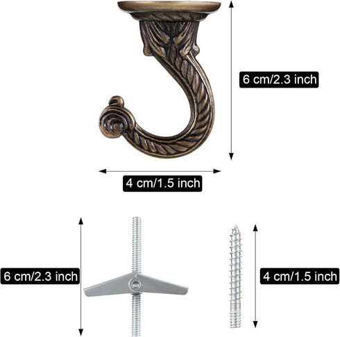 Hotop 6 Pieces Swag Ceiling Hooks Heavy Duty Swag Hanging Plants Toggle Hooks Chandeliers Wind Chimes Ornament Basket Hanger for Ceiling Installat...