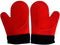 2PCS Red Black Professional Extra Large Silicone Oven Mitts and Pot Holders Oven Gloves Heat Resistant Gloves Kitchen Mittens BBQ Holders for Cook...
