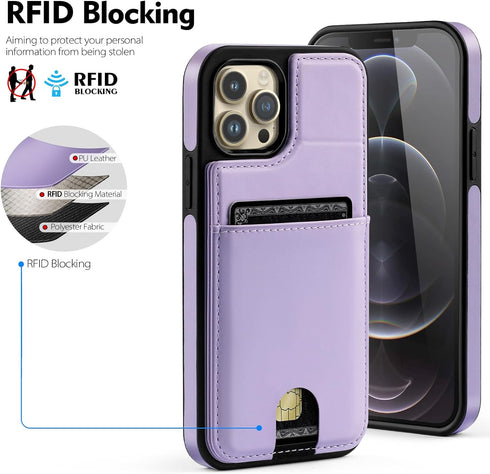 iPhone 12/12 Pro Wallet Case with Card Holder ?Compatible Magsafe? Women Men PU Leather RFID Blocking Flip Folio Protective Cover Credit Slots wit...