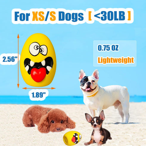 Squeaky Dog Toys for Small Dogs, Mini Dogs, Soft Latex Dog Squeaky Toys, Smile Squeaky Dog Balls, Egg Dog Toys Balls 6pcs (1.89 * 1.89 * 2.56inch,...