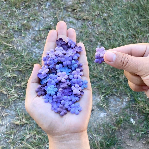 200 Pcs Handmade Mulberry Paper Stephania Venosa Flowers Petals 15x15 mm Scrapbooking Wedding DIY Craft Supplies Card (Purple Tone)...
