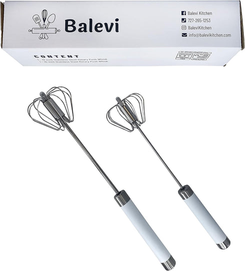 Stainless Steel Push Whisk - Easy to Use Manual Hand Mixer & Plunger Whisk - Make Froth, Foam & Whipped Cream - Semi Auto Egg Beater Plastic Tip W...