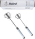 Stainless Steel Push Whisk - Easy to Use Manual Hand Mixer & Plunger Whisk - Make Froth, Foam & Whipped Cream - Semi Auto Egg Beater Plastic Tip W...