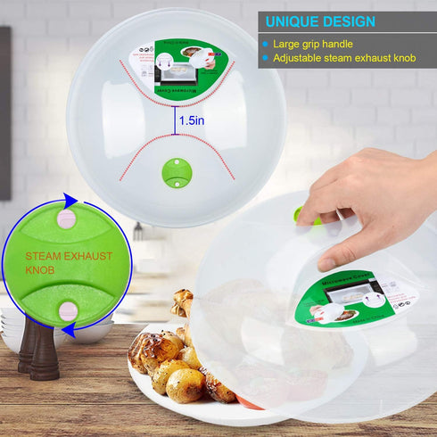 Microwave Splatter Cover, Microwave Cover for Food, Large Microwave Plate Cover Guard Lid with Steam Vents Keeps Microwave Oven Clean, 11.5 Inch B...