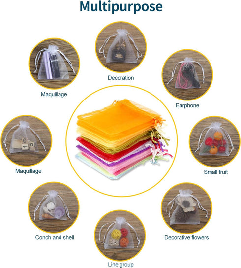 WenTao 100PCS Organza Gift Bags, 4x4.72 Mixed Color Wedding Favor Bags with Drawstring, Premium Candy Jewelry Pouch Party Wrap...