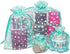 100-Pack 3x4 Sheer Organza Drawstring Gift Bags (Small) - Metallic Stars (Teal/White) - Wedding Party Favors, Jewelry, Candy, Treats Mesh Pouch by...