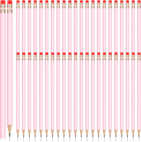 48 Pieces Round Wooden Pencils 2 HB Pencils with Red Eraser Blank Cool Pencils Kids Pencils Wood Unsharpened Pencil for School Drawing Sketching W...