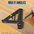 Carpenter Square Hole Position Scribing Ruler, 3D Woodworking Square Multi Angle 22.5-90 Degree Measuring Ruler with Angle Pin Versatile Speed Squ...