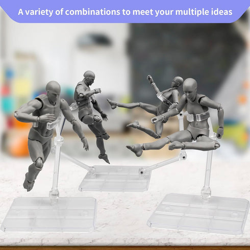 POMER Action Figure Stand, 5 Pcs Transparent Assembly Action Figure Display Holder Base Model Support Stand Compatible with 6" HG/RG/SD Gundam 1/1...