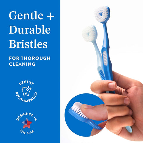 Soft Bristle Tongue Brush for Adults (2 Pack), Reduce Bad Breath & Improve Oral Hygiene, Tongue Scraper Brush Ergonomic Handle & Protective Cap, T...