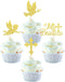 24 Pack Spanish Mi Bautizo Cupcake Toppers with Glitter Cross Angel Dove Baptism Cupcake Picks Decorations for Religious God Bless Theme Baby Show...