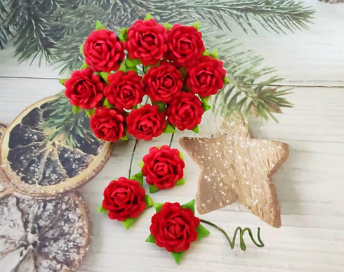 Beautiful Artificial Mulberry Paper Heart Petals Mini Roses Flowers Wedding Embellishment Scrapbooking Wedding Doll House Supplies Card DIY Crafts...