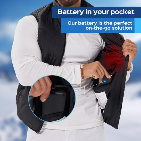 5v/2a Heated Vest Battery Pack 10000mah Power Bank for Heating Vests Jackets Coats Hoodies USB Battery for Electric Vest Jacket for Men for Women ...