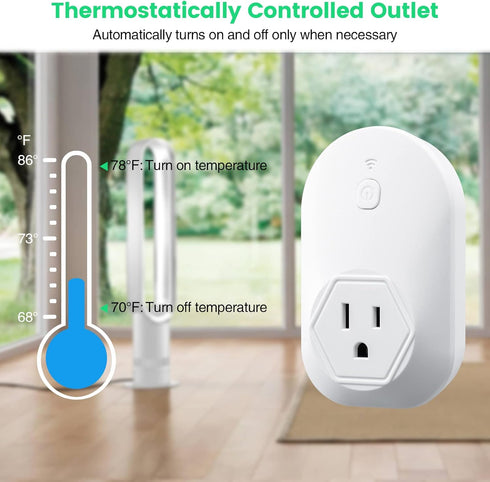 Warm Weather Thermostatically Controlled Outlet with LED Indicator Light, Used for Home, Farms and Industrial Fans, Automatically Turn On at 78°F ...
