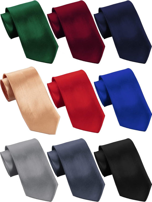 SATINIOR 9 Pieces Men's Slim Tie Skinny Necktie Solid Color Tie Retro Classic 3 Inches Skinny Ties, Multicoloured, One Size...