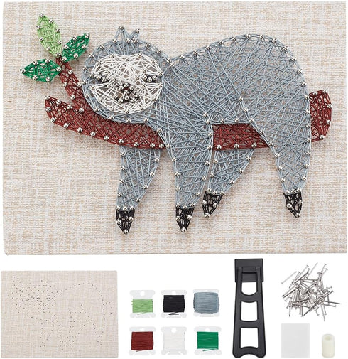 WEBEEDY DIY String Art Kit for Adults Beginners, Cute Sloth Animal Nail String Craft Kit, Include All Necessary Accessories and Frame Home Wall De...
